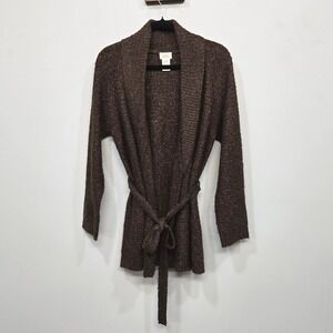 L.L.Bean Belted Duster Cardigan Sweater Large Chocolate Brown Heritage Long Line